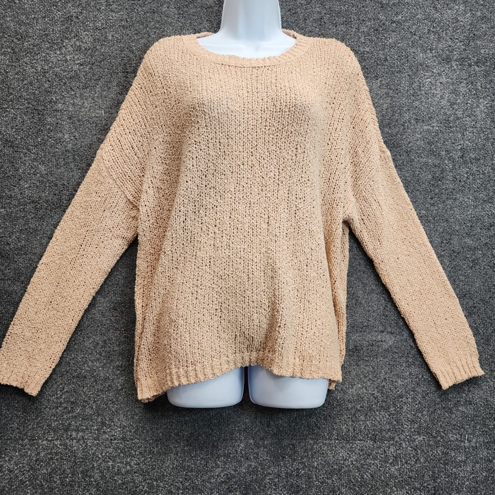 Aerie Women's Large Open Weave Oversized Sweater Boho Coastal Beachy Cotton Knit